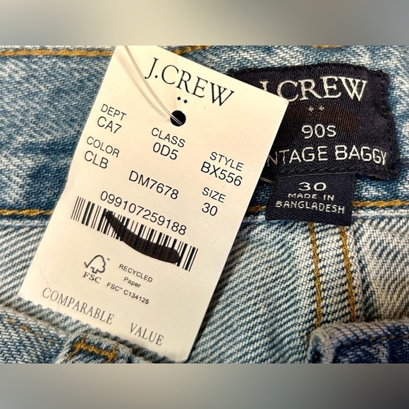 NWT J. Crew Factory 90s Vintage Baggy Jean in Light Blue Wash, Distressed, 30 - Picture 10 of 14